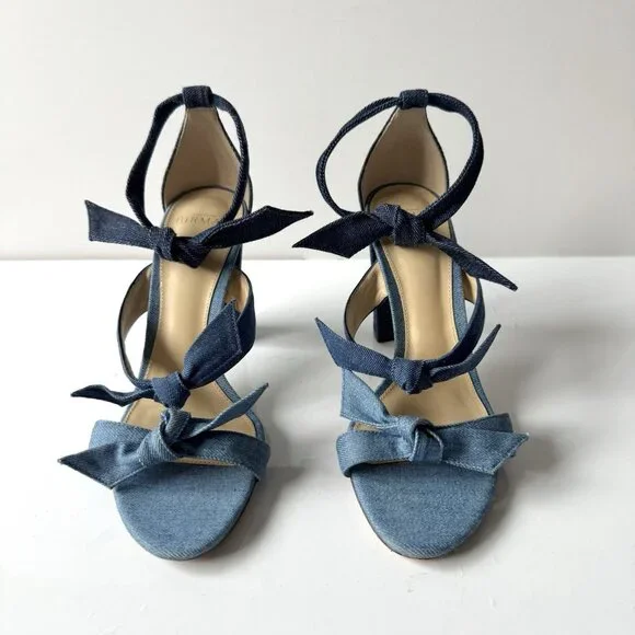 Alexandre Birman Blue Denim Lolita 90 Block Heeled Sandals - Picture 2 of 8
